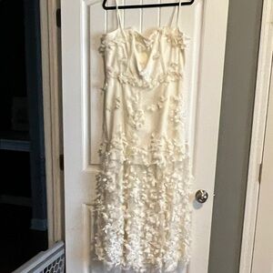 NWOT Helsi New Audrey Square Neck Floral Appliqué Sheer Dress Ivory White XL